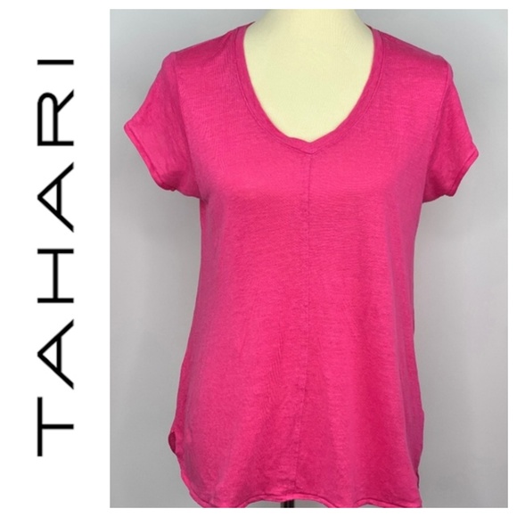 Tahari Tops - Tahari Fusciha Linen Tunic Size Med